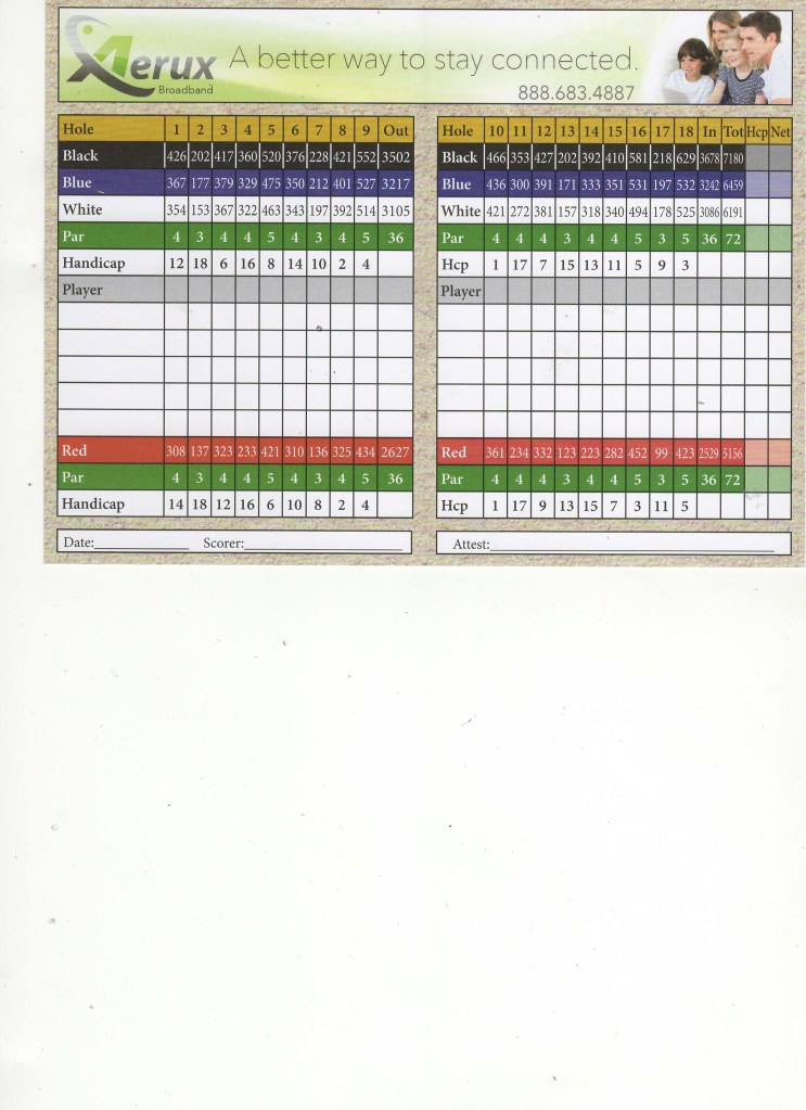 Scorecard Spring Valley Golf Club Scorecard Spring Valley Golf Club