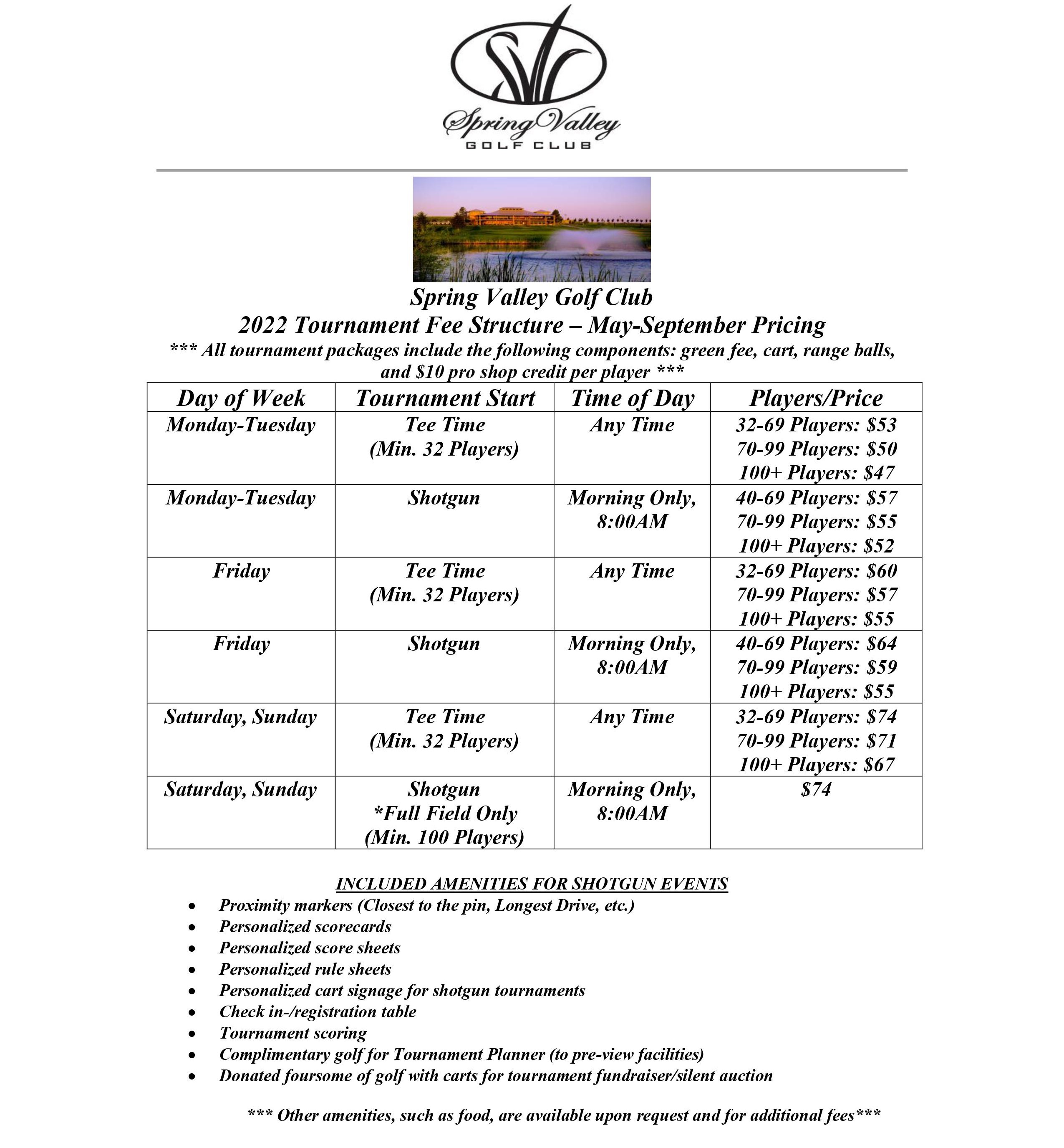 Host Your Tournament at Spring Valley Spring Valley Golf Club