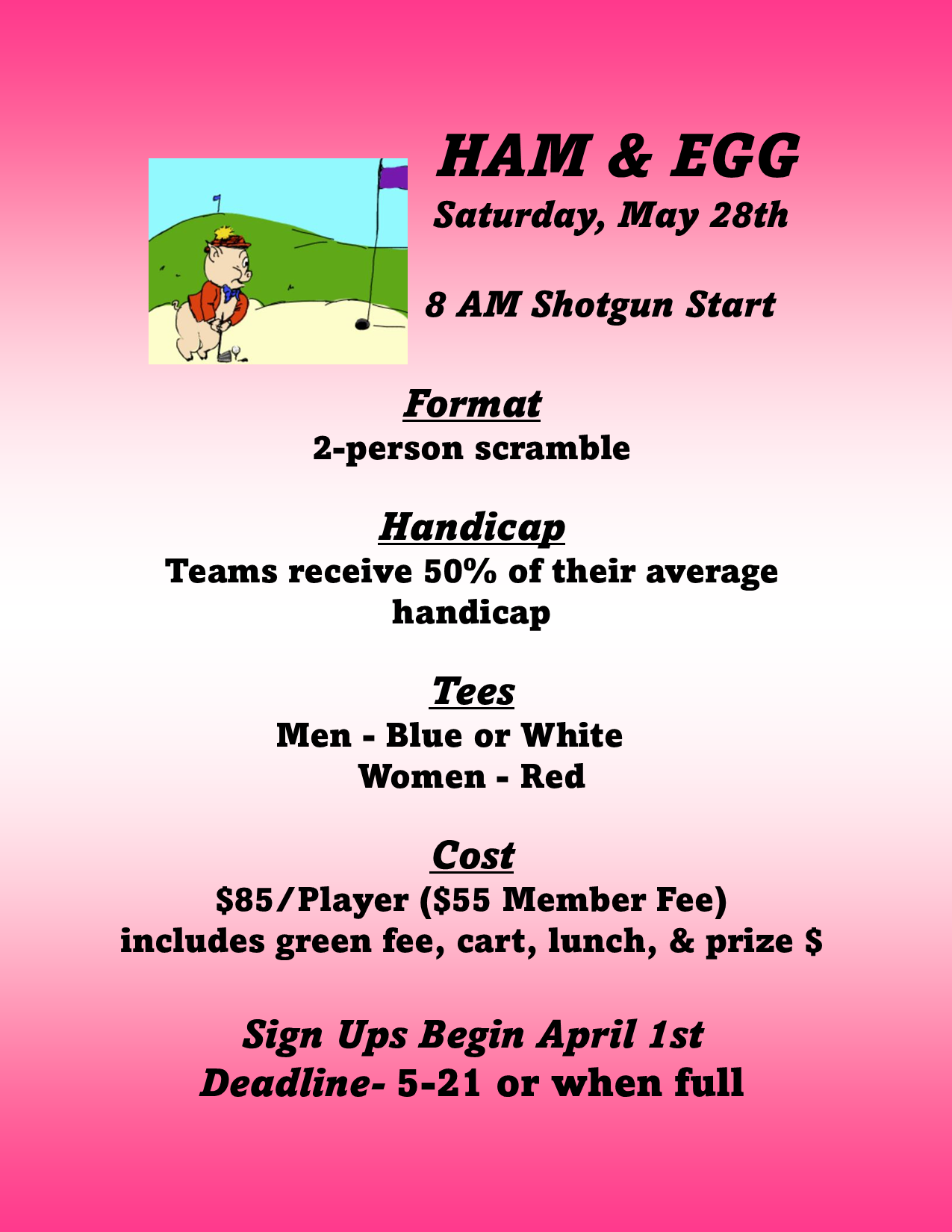 Ham and Egg Golf Tournament Spring Valley Golf Club